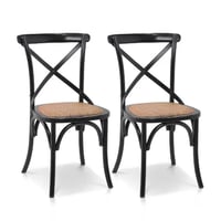 Cadeira Assento em Rattan Paris - Madeira Carvalho Provençal - Kit 2 Cadeiras