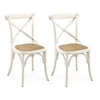 Cadeira Assento em Rattan Paris - Madeira Carvalho Provençal - Kit 2 Cadeiras