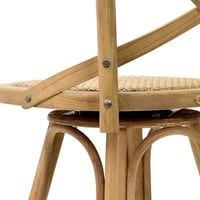 Banqueta Assento Giratório em Rattan Paris - Madeira Carvalho - Kit 2 Banquetas